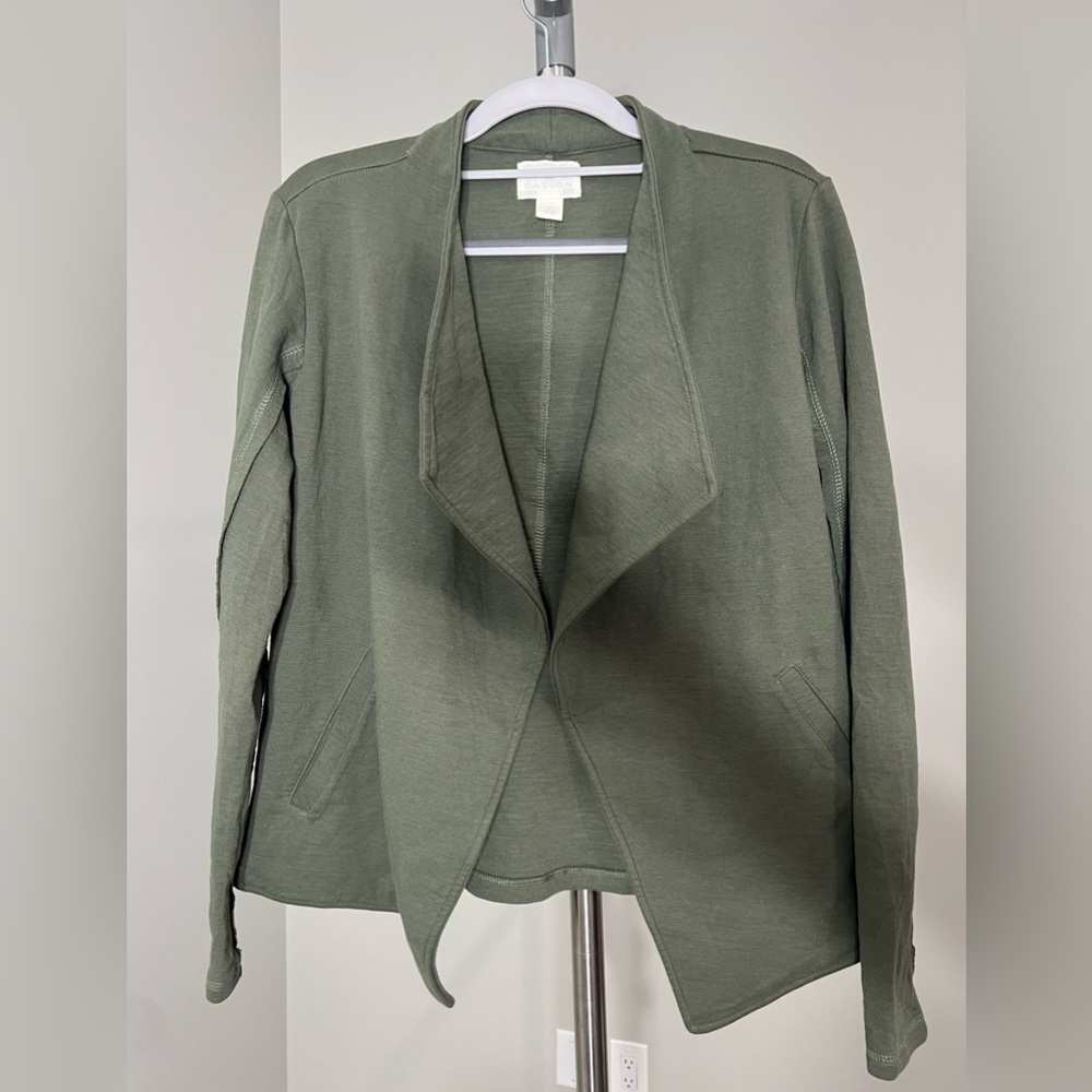NWOT Caslon Olive Green Open Drape-Front Cardigan Jacket